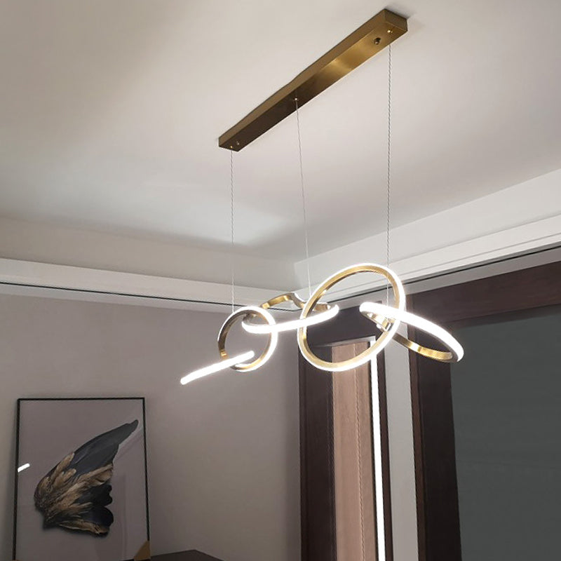 Modern Metal Chandelier Lamp Geometric LED Island Pendant for Dining Room