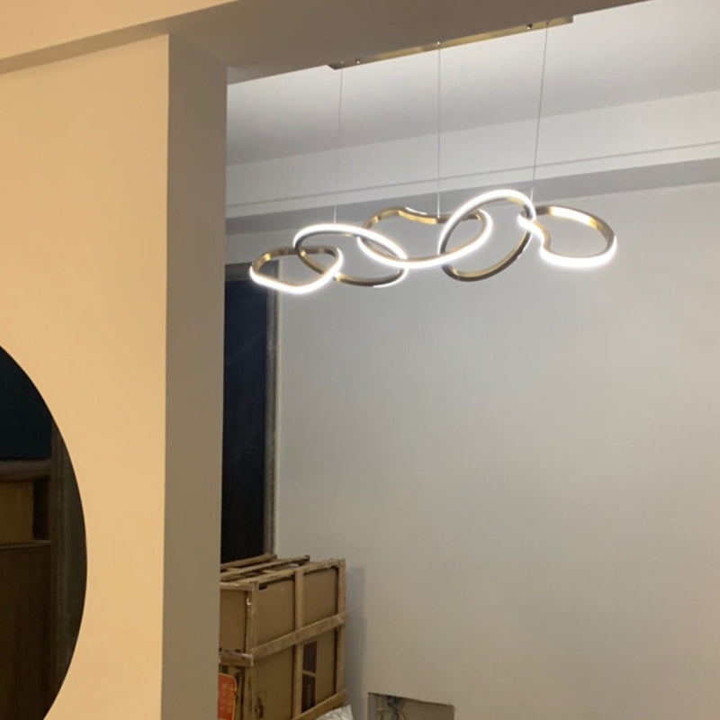 Modern Metal Chandelier Lamp Geometric LED Island Pendant for Dining Room