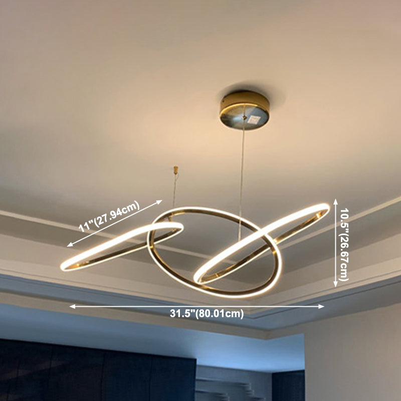 Modern Metal Chandelier Lamp Geometric LED Island Pendant for Dining Room