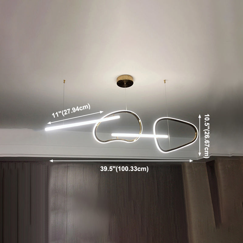 Modern Metal Chandelier Lamp Geometric LED Island Pendant for Dining Room