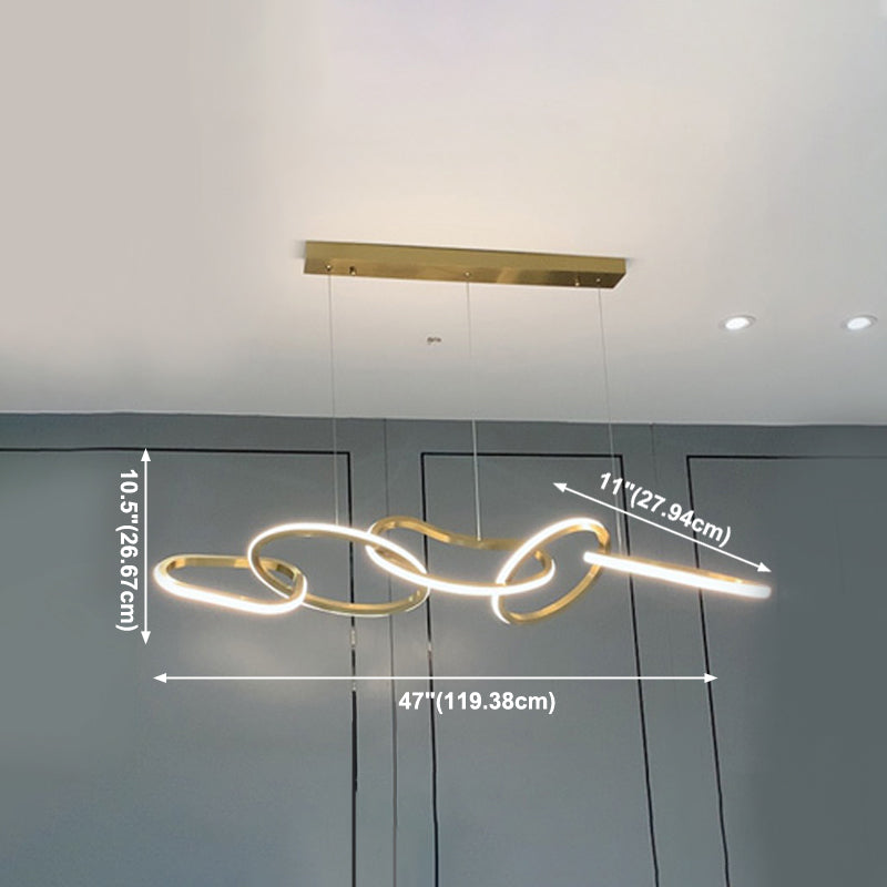 Modern Metal Chandelier Lamp Geometric LED Island Pendant for Dining Room