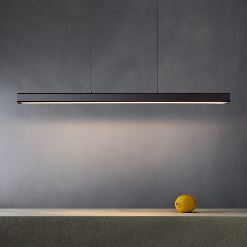 Linear Wood Island Light Fixture Modern Ceiling Pendant Light for Dining Room