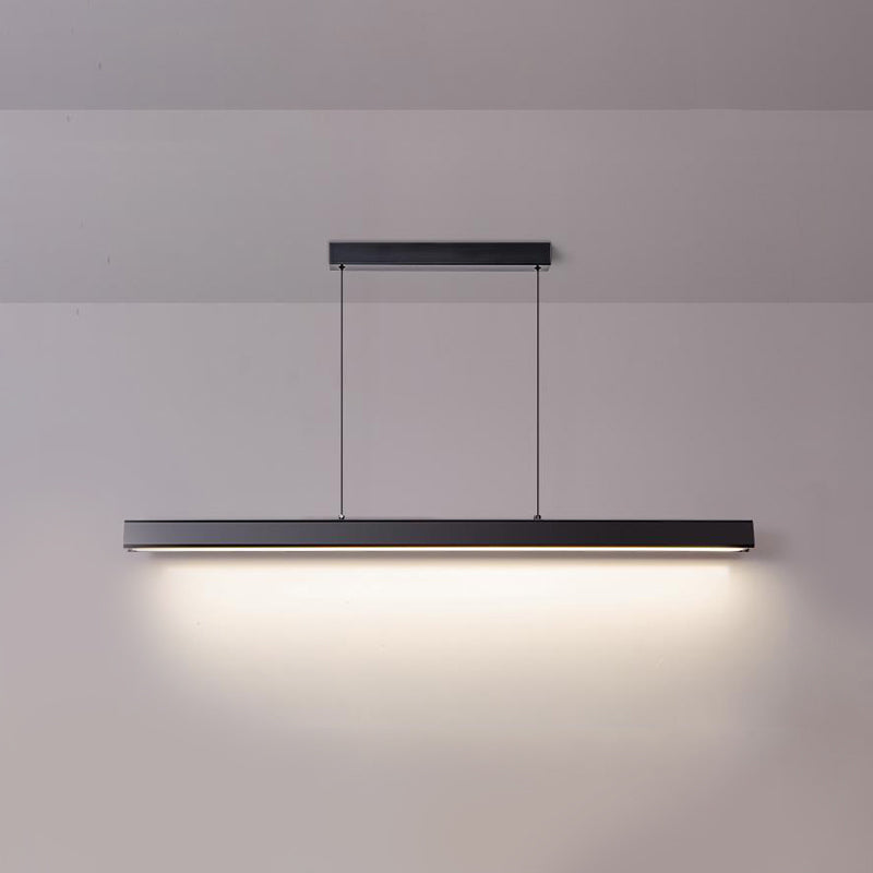 Linear Wood Island Light Fixture Modern Ceiling Pendant Light for Dining Room