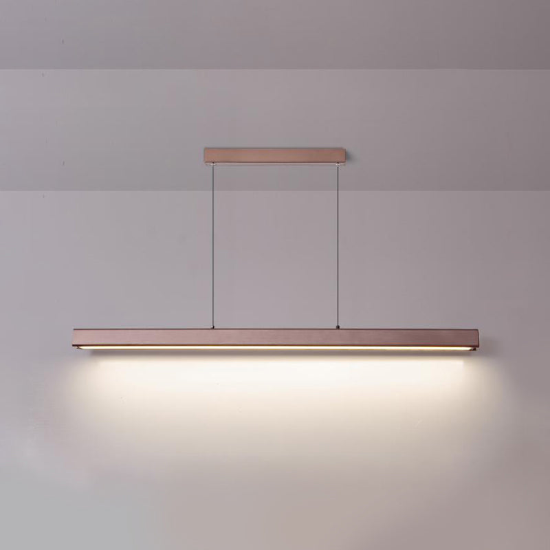 Linear Wood Island Light Fixture Modern Ceiling Pendant Light for Dining Room