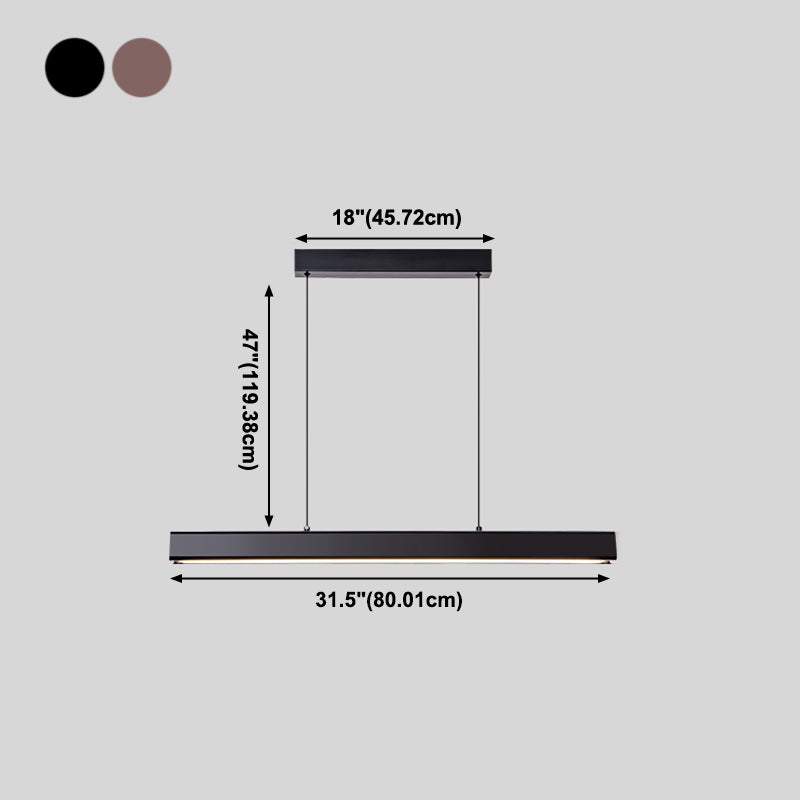 Linear Wood Island Light Fixture Modern Ceiling Pendant Light for Dining Room