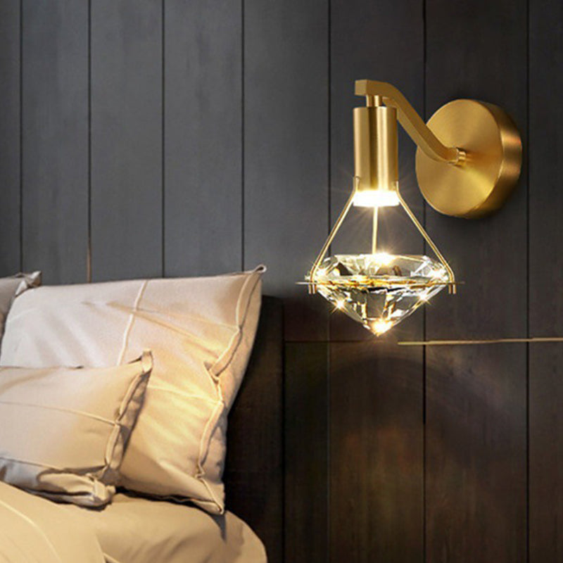 Tombra geométrica de 1 luces Medro de pared de estilo moderno Luz de montaje de pared de cristal en latón