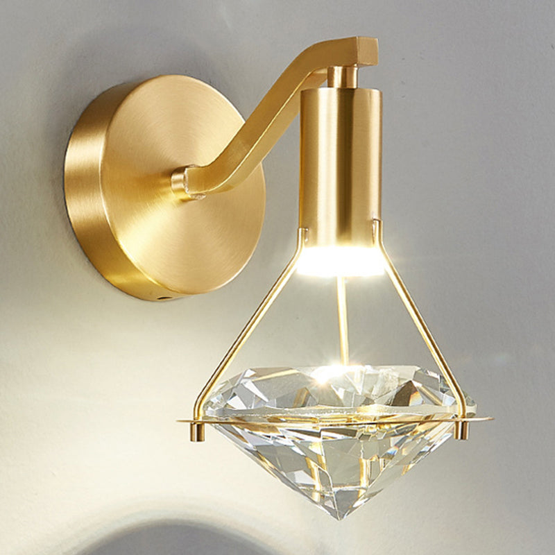 Tombra geométrica de 1 luces Medro de pared de estilo moderno Luz de montaje de pared de cristal en latón