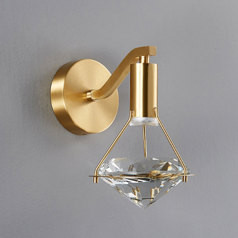 Tombra geométrica de 1 luces Medro de pared de estilo moderno Luz de montaje de pared de cristal en latón