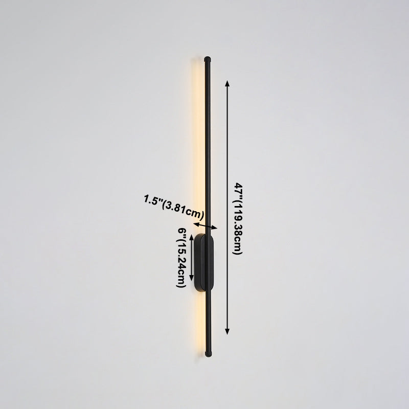 Contemporary Linear Sconce Lights Metal 1 Light Wall Mount Light Fixture in Black
