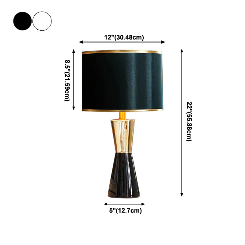 Contemporary 1-Light Table Lamp Cylinder Fabric Table Light for Bedroom