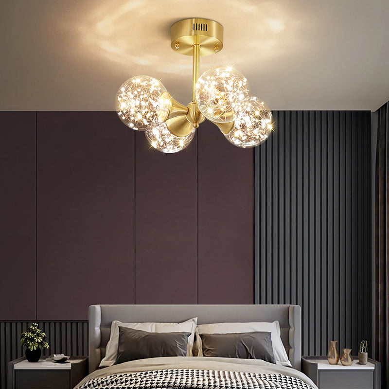Spherical Branch Hanging Lights Modern Style Glass Hanging Lighting for Bedroom