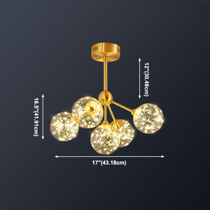 Spherical Branch Hanging Lights Modern Style Glass Hanging Lighting for Bedroom