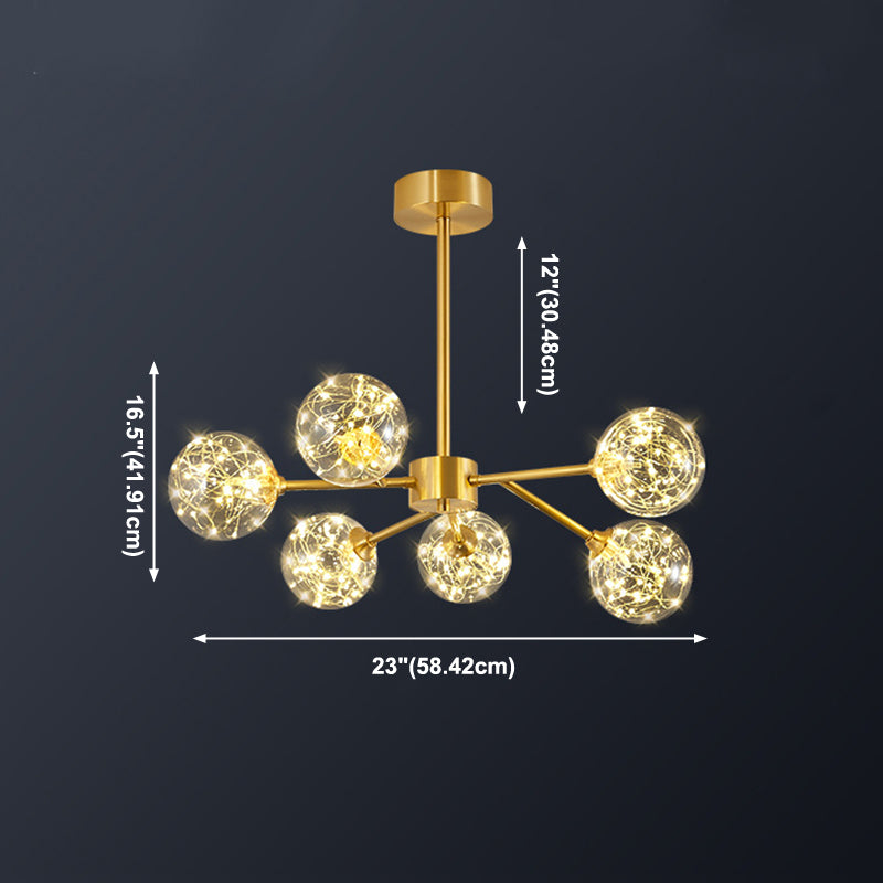 Spherical Branch Hanging Lights Modern Style Glass Hanging Lighting for Bedroom