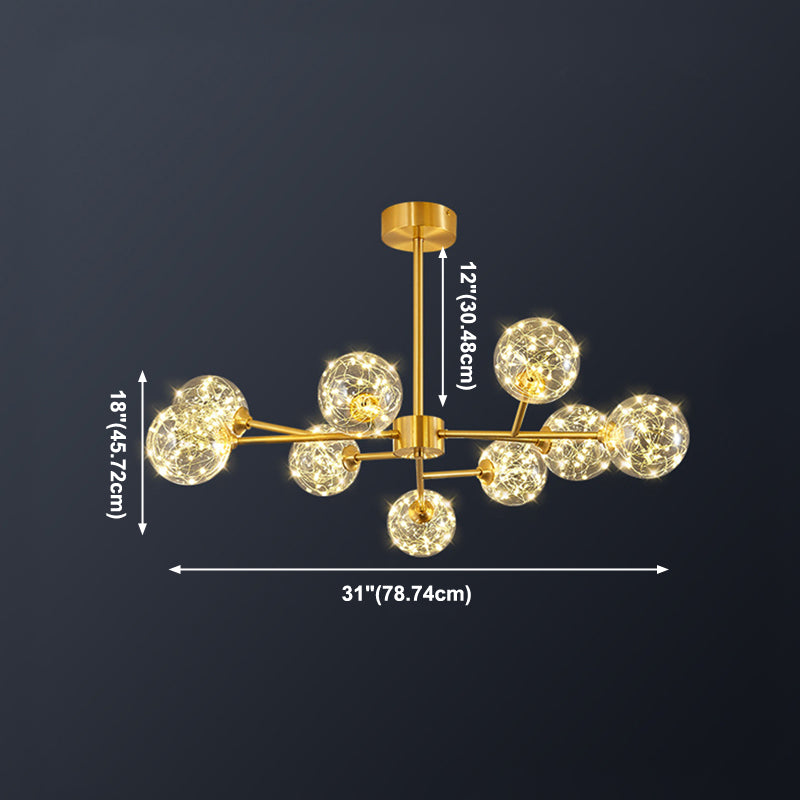 Spherical Branch Hanging Lights Modern Style Glass Hanging Lighting for Bedroom