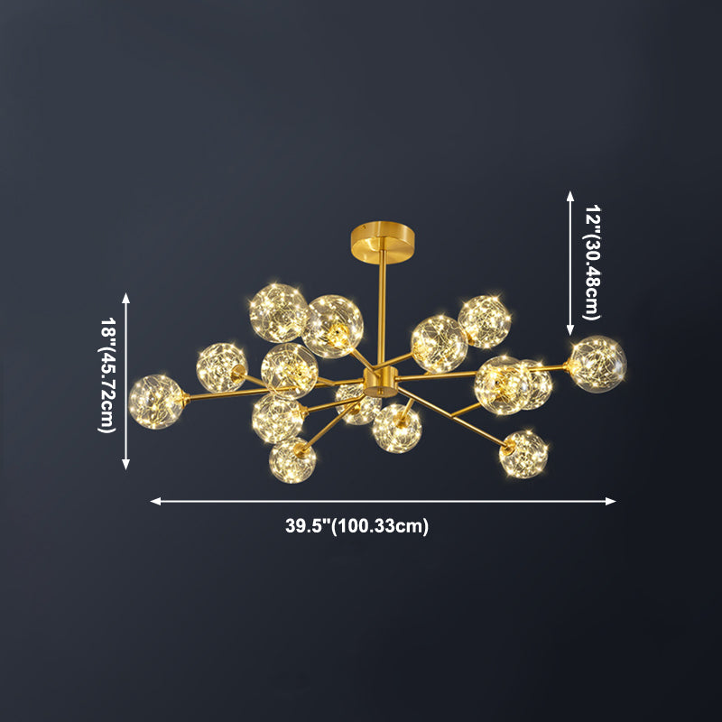 Spherical Branch Hanging Lights Modern Style Glass Hanging Lighting for Bedroom