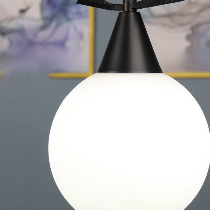 Modern Creative Creative Creative Light Lampade in ferro laccata lampada appesa con tonalità di vetro bianco