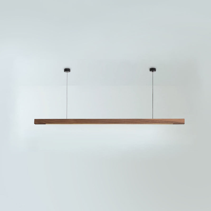 Modern Wood Chandelier Lamp Linear 1 Light LED Island Pendant for Office