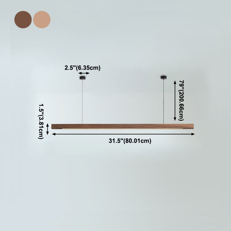 Modern Wood Chandelier Lamp Linear 1 Light LED Island Pendant for Office