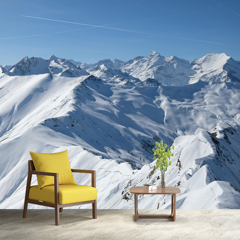 Snow Mountain Wall Mural Wallpaper Modern Style Mildew Resistant for Decoration
