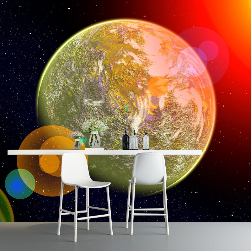 Planet Wall Mural Wallpaper Novelty Style Mildew Resistant for Living Room