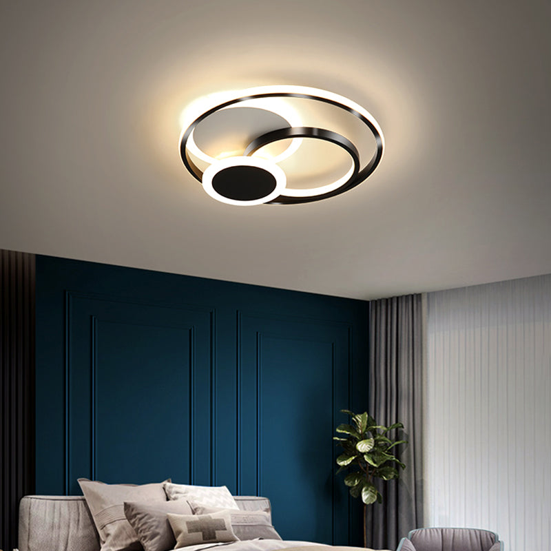 Lámpara LED de montaje empotrado con anillo, pantalla acrílica, luz de techo moderna para dormitorio
