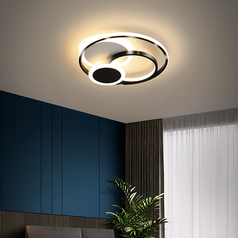 Ring LED Flush Mount Lamp Acrylic Shade Modern Ceiling Light for Bedroom
