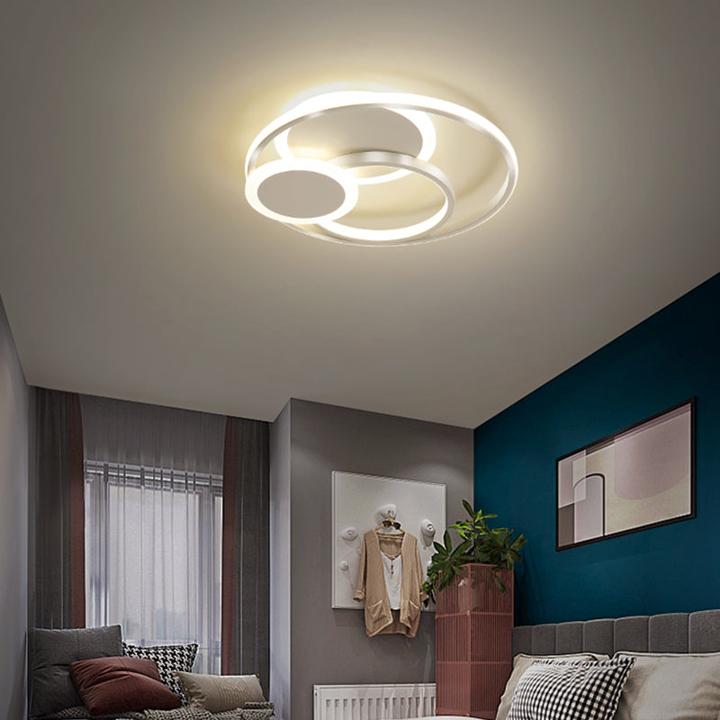 Ring LED Flush Mount Lamp Acrylic Shade Modern Ceiling Light for Bedroom