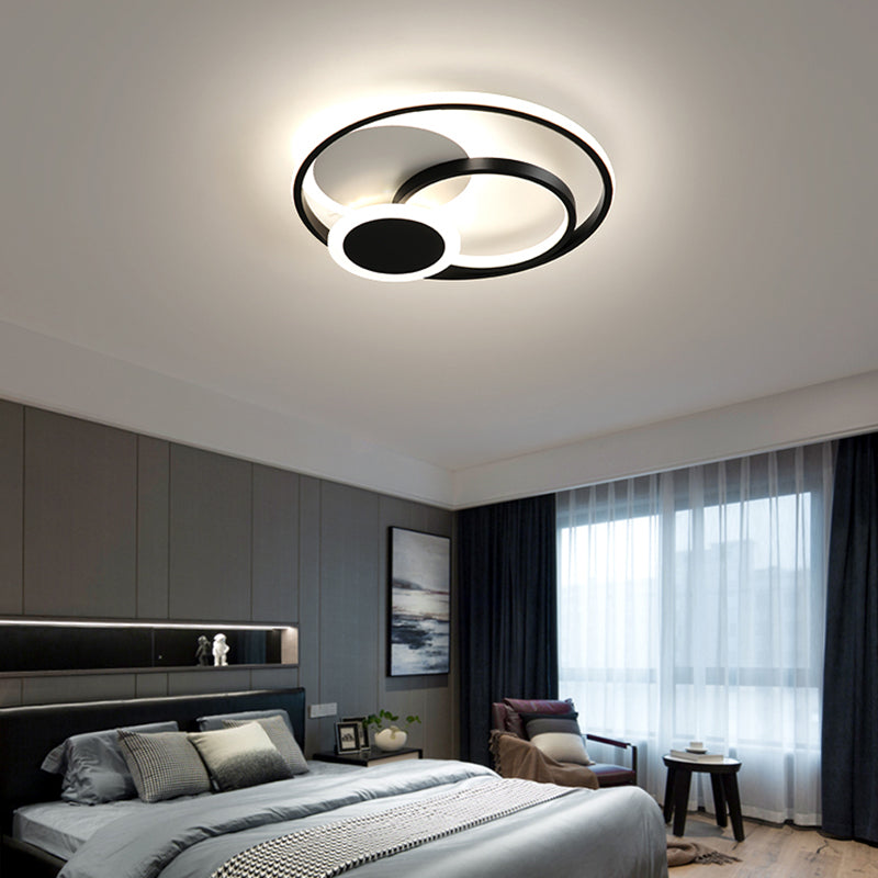 Ring LED Flush Mount Lamp Acrylic Shade Modern Ceiling Light for Bedroom
