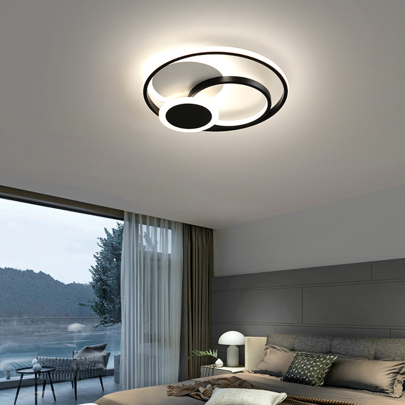 Ring LED Flush Mount Lamp Acrylic Shade Modern Ceiling Light for Bedroom