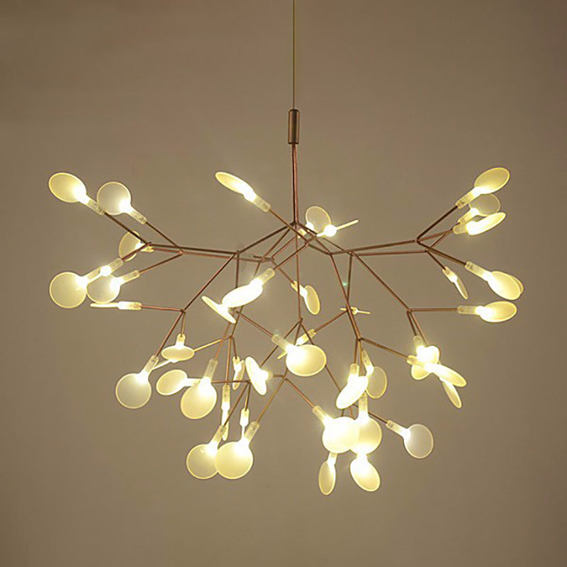 Rose Gold Branches Hanging Lamp Designer Style Metal Chandelier for Living Room