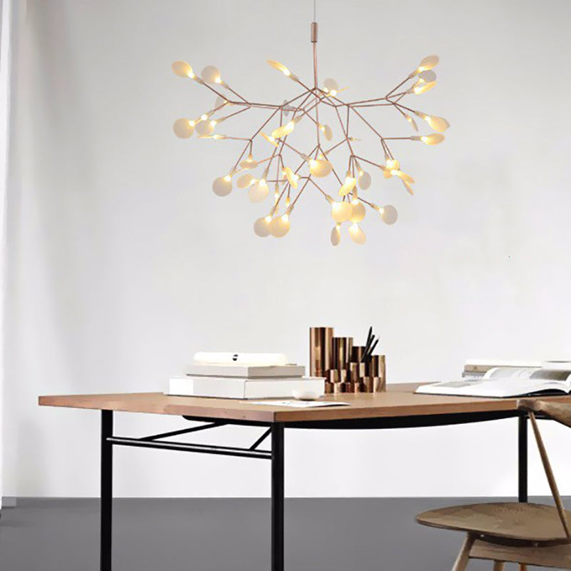 Rose Gold Branches Hanging Lamp Designer Style Metal Chandelier for Living Room