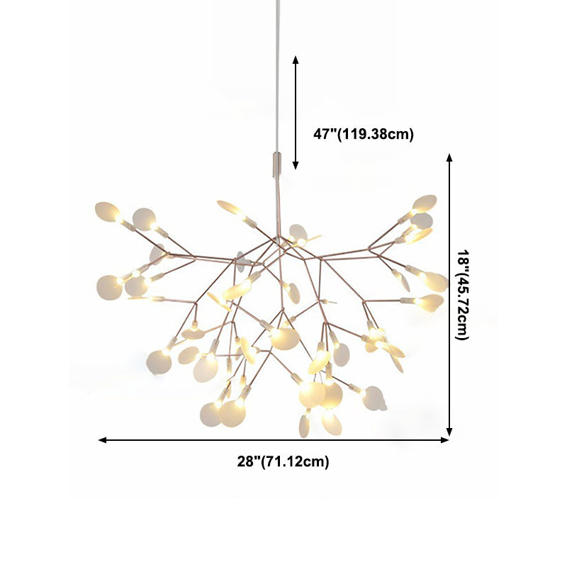 Rose Gold Branches Hanging Lamp Designer Style Metal Chandelier for Living Room