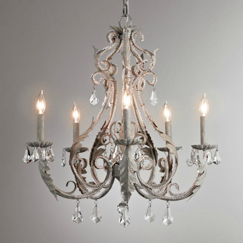 American Style Candle Chandelier Light Fixtures Multi-Head Suspension Pendant Lamps with Crystal