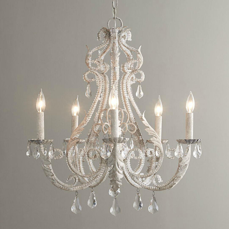 American Style Candle Chandelier Light Fixtures Multi-Head Suspension Pendant Lamps with Crystal