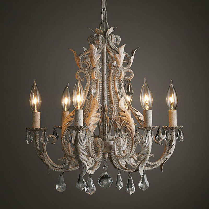 American Style Candle Chandelier Light Fixtures Multi-Head Suspension Pendant Lamps with Crystal