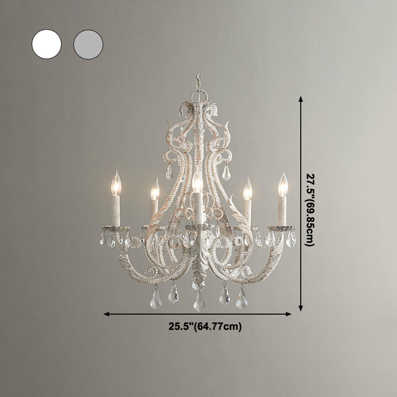 American Style Candle Chandelier Light Fixtures Multi-Head Suspension Pendant Lamps with Crystal