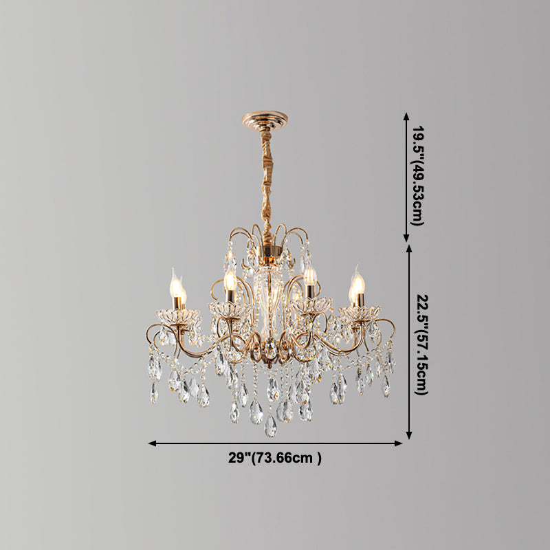 Candle Chandelier Light Fixtures American Style Multi-Head Suspension Pendant Lamps with Crystal