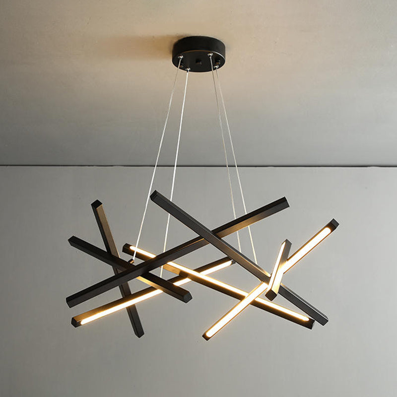 Linear Chandelier Light Fixtures Modern 8-Light Suspension Pendant Lamps with White Acrylic Shade