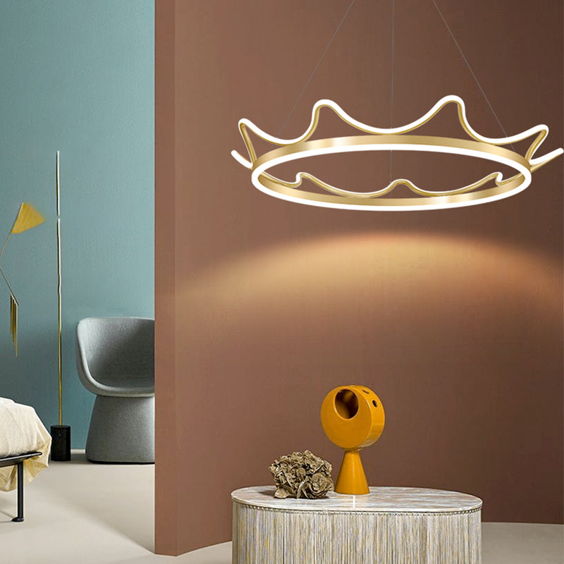 Crown Chandelier Light Fixtures Modern 2-Light Suspension Pendant Lamps with White Acrylic Shade