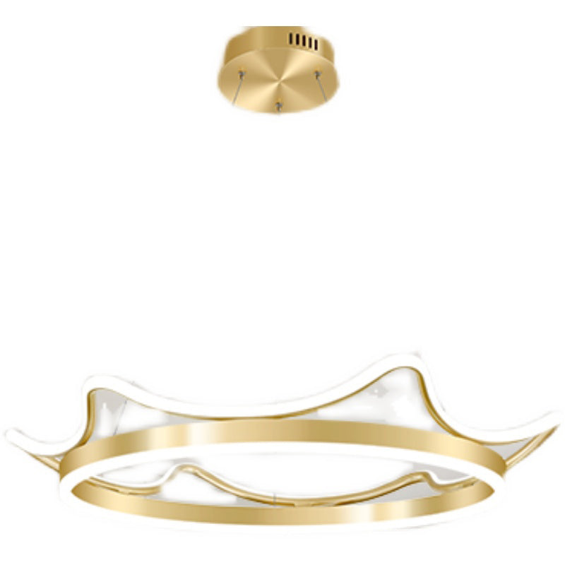 Crown Chandelier Light Fixtures Modern 2-Light Suspension Pendant Lamps with White Acrylic Shade