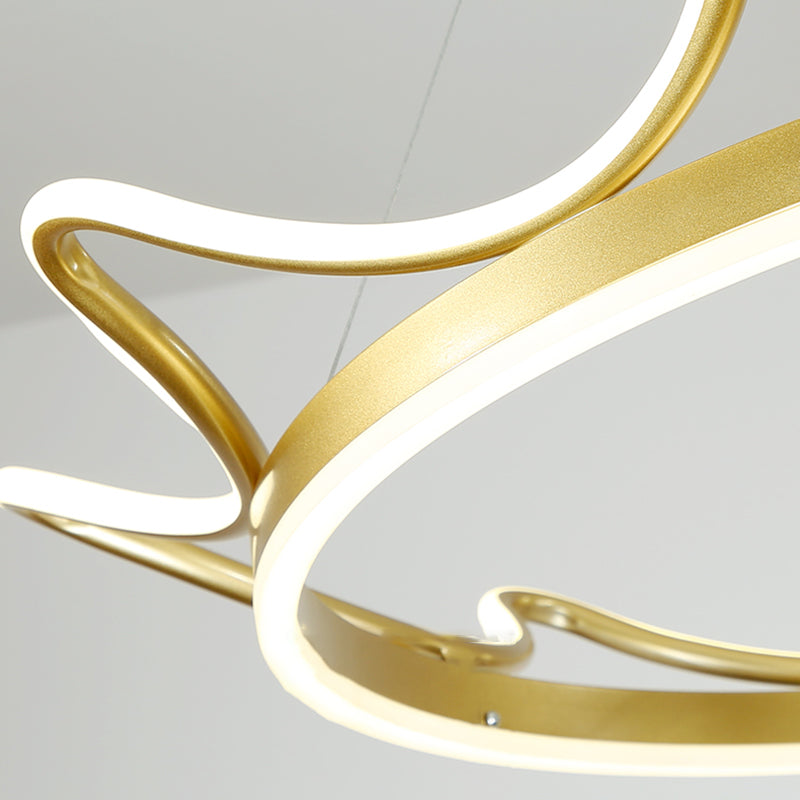 Crown Chandelier Light Fixtures Modern 2-Light Suspension Pendant Lamps with White Acrylic Shade