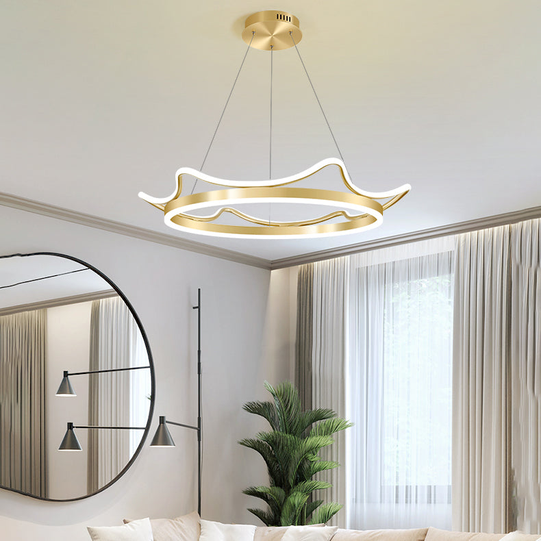 Crown Chandelier Light Fixtures Modern 2-Light Suspension Pendant Lamps with White Acrylic Shade