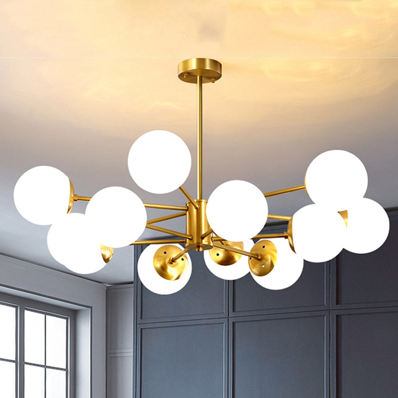 Modern Chandelier Light Fixtures Multi-Head Living Room Hanging Pendant Lamps with Glass Shade