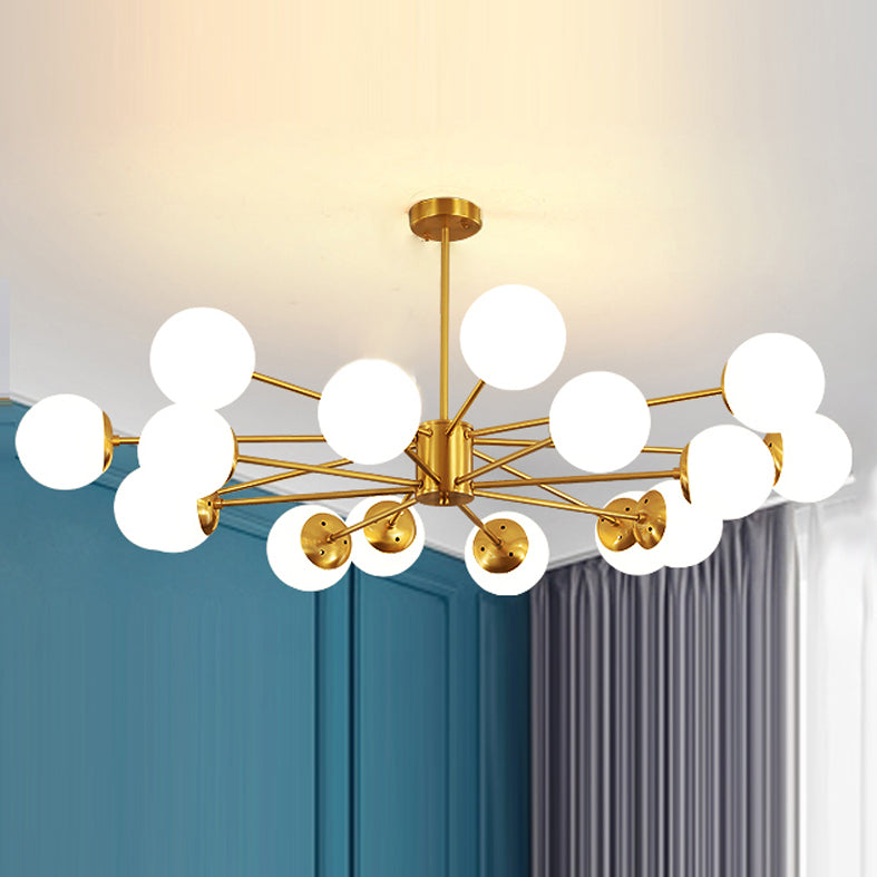 Modern Chandelier Light Fixtures Multi-Head Living Room Hanging Pendant Lamps with Glass Shade