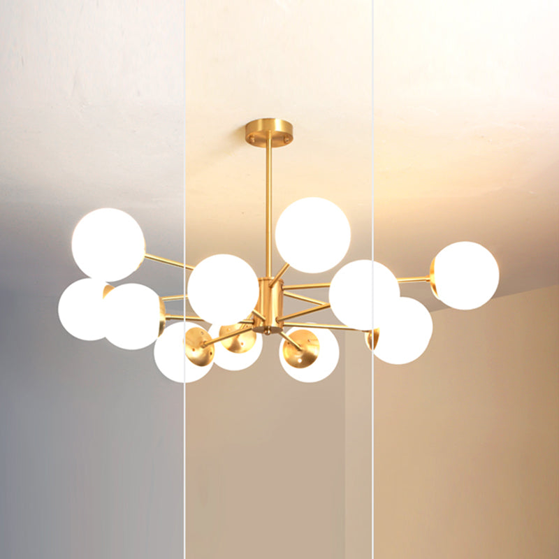 Modern Chandelier Light Fixtures Multi-Head Living Room Hanging Pendant Lamps with Glass Shade
