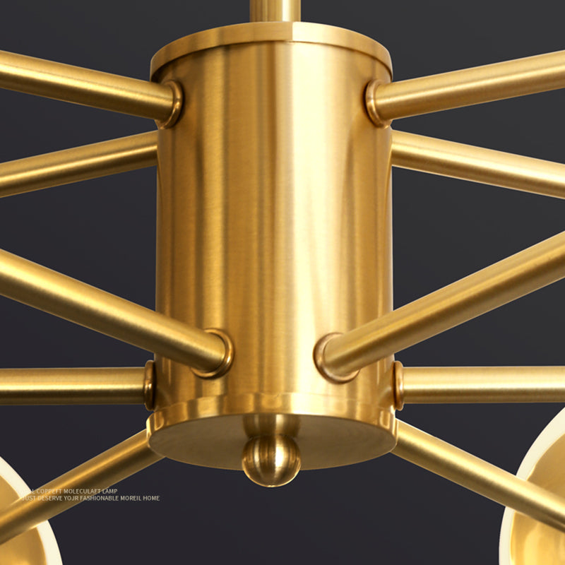 Modern Chandelier Light Fixtures Multi-Head Living Room Hanging Pendant Lamps with Glass Shade