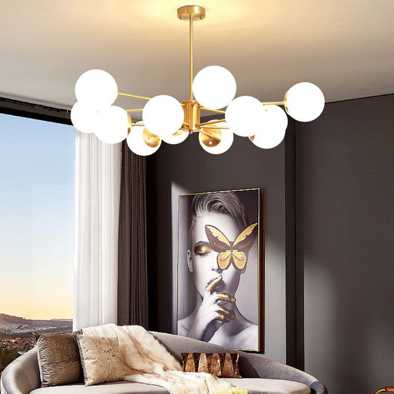 Modern Chandelier Light Fixtures Multi-Head Living Room Hanging Pendant Lamps with Glass Shade