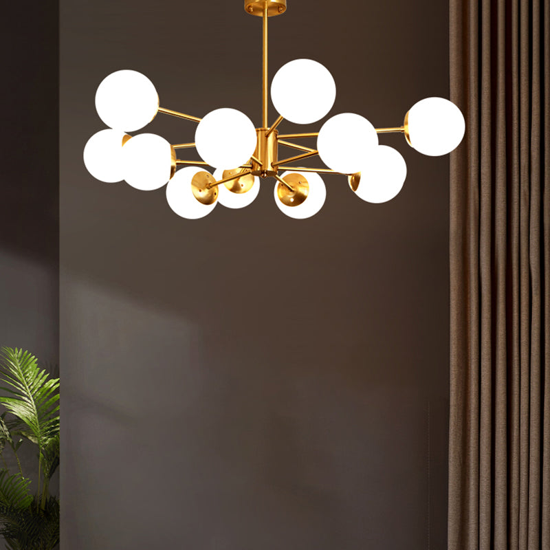 Modern Chandelier Light Fixtures Multi-Head Living Room Hanging Pendant Lamps with Glass Shade