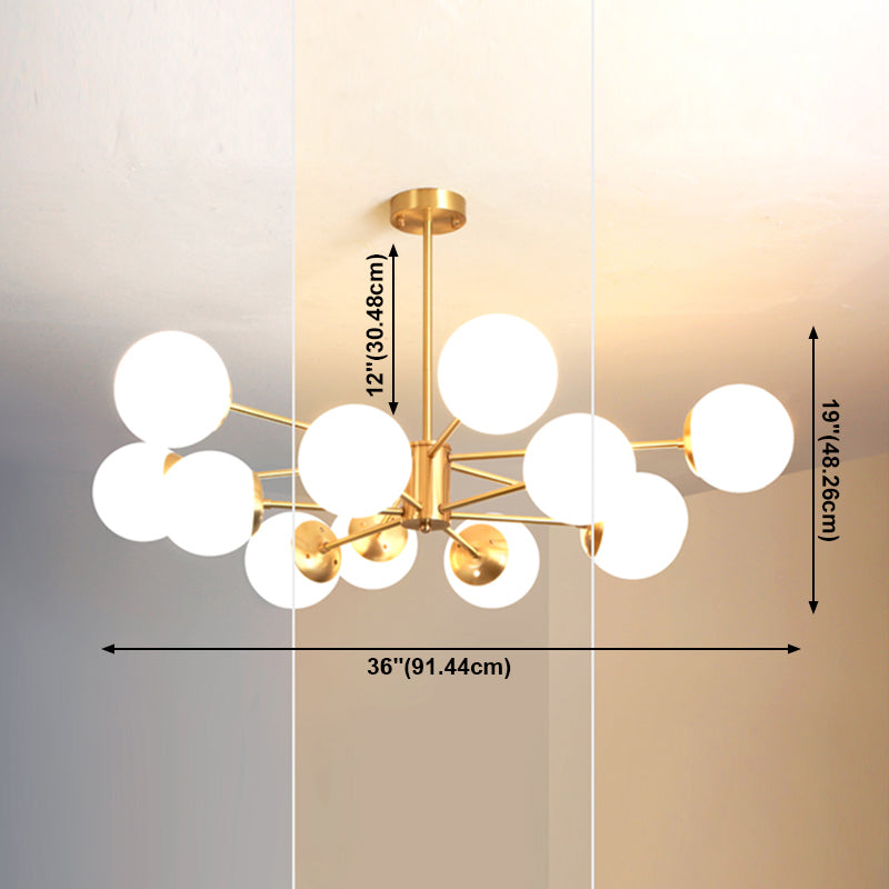 Modern Chandelier Light Fixtures Multi-Head Living Room Hanging Pendant Lamps with Glass Shade