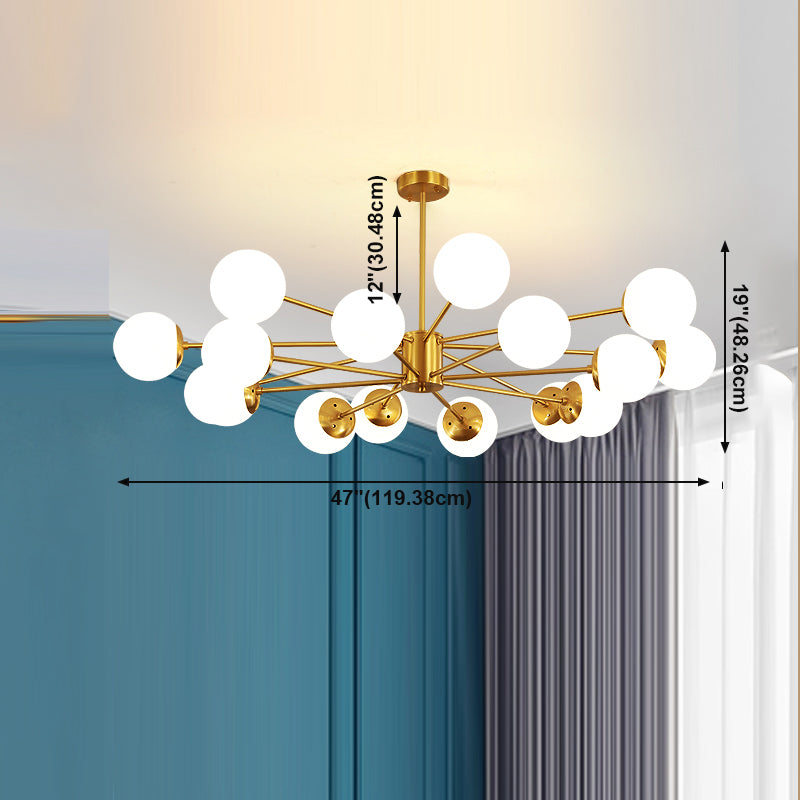 Modern Chandelier Light Fixtures Multi-Head Living Room Hanging Pendant Lamps with Glass Shade